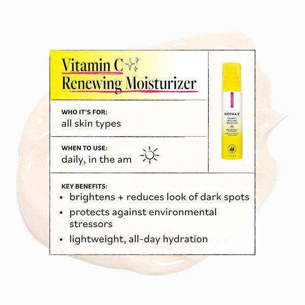 Derma E Vitamin C Renewing Face Moisturizer, 2 Oz, Brightening and Hydrating Facial Skin Renewing Cream, Anti-Aging Wrinkle Cream for Women, Day