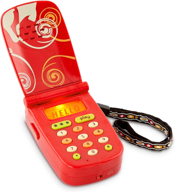 B. Toys- Hellophone- Red- Pretend Play Toy Cell Phone â Kids Play Phone with Light Sounds and Songs â Toddler Phone with Message Recorder- 18