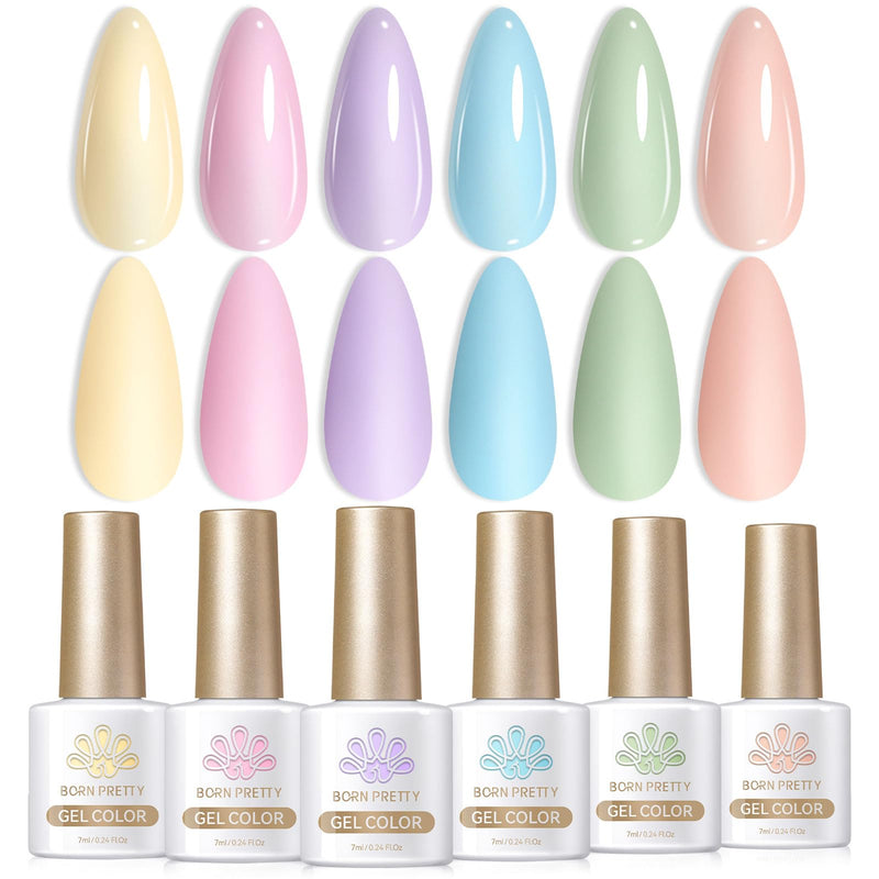 Born Pretty Pastel Gel Nail Polish Spring Summer Macaron Candy Sweet Color | Soft Pink Yellow Purple Blue Green,for Salon Manicure and Nail Art