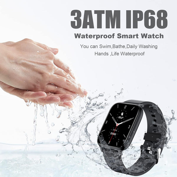 Smart Watch for Men Women Compatible with iPhone Samsung Android Phone 1.83 inch Full Touch Screen IP68 Waterproof Bluetooh Fitness Tracker Heart