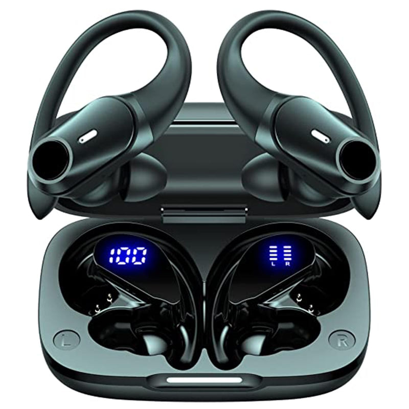 T59 Bluetooth Headphones Wireless Earbuds 72Hrs Playtime Wireless Charging Case Digital Display Sports Ear Buds with Earhook Premium Deep Bass