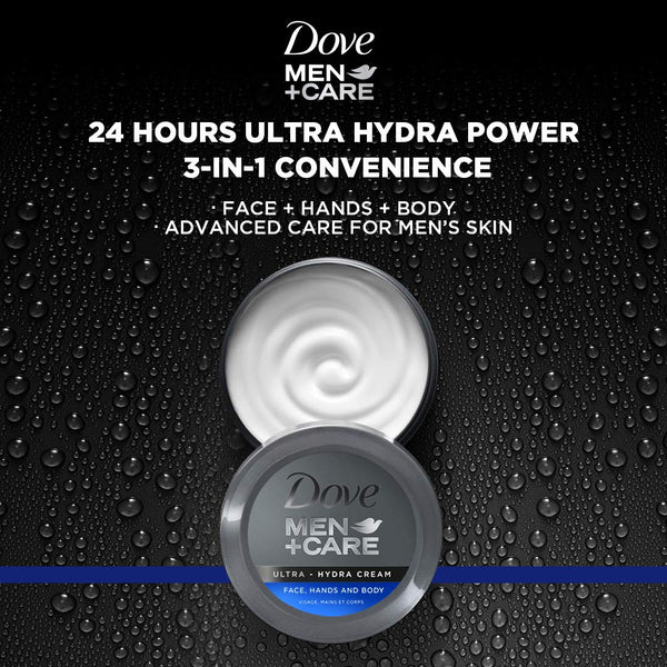 Dove Men+Care Ultra Hydra Cream, Face, Hands and Body Care, All Skin Types, 6 Pack of 2.53 Oz Each Unscented 2.53 Ounce (Pack of 6) All