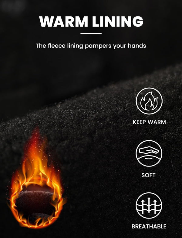 AURUZA Cycling Gloves for Men Winter Cold Weather, Five Fingers Touch Screen Winter Gloves for Men, Waterproof Anti-Slip Warm Gloves Liners for
