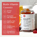 iRestore Biotin Gummies 10,000 mcg - 3 Natural Fruit Flavors, Hair Vitamins Multi Supplement for Hair Skin and Nails for Women & Men, 60 Vegan