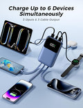 Portable Charger with Built in Cable, 15000mAh Power Bank, 22.5W Fast Charging, 6 Outputs, Slim Travel Essential Battery Pack with LED Display,