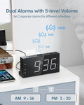 Loud Alarm Clock with Bed Shaker for Heavy Sleeper, Dual Vibrating Alarm Clock with USB Charger for Hard of Hearing/Deaf, 7.5’’ Large LED Display