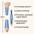 Makeup Brush Set Alleyoop Multi-Tasker 4-in-1 Travel Make Up Brush Set – Compact Makeup Brushes for Foundation, Blush, Bronzer, Contour,