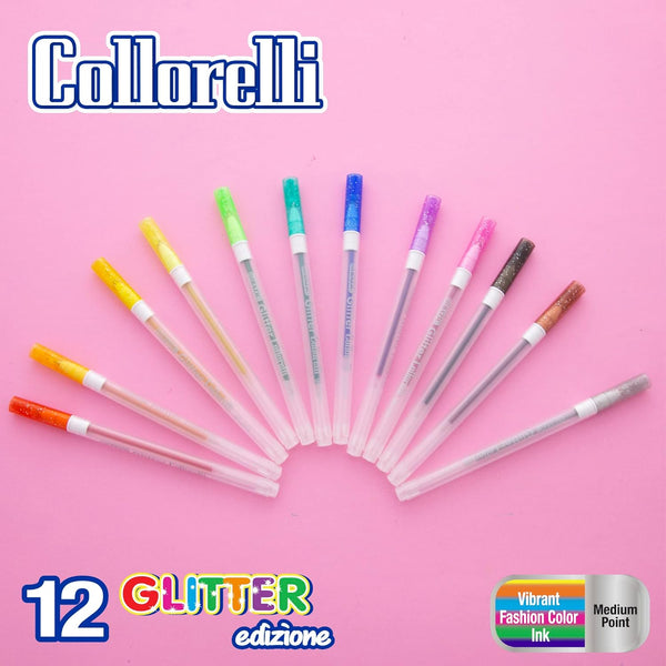 BAZIC Collorelli Gel Pen 1.0Mm Glitter Color, Acid Free Smooth Writing for Drawing Coloring Greeting Card Art Christmas Gift (12/Pack), 1-Pack