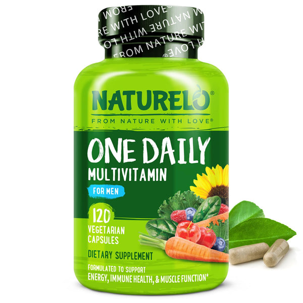 NATURELO Mens Multivitamins - One Daily Multivitamin for Men with Vitamins, Minerals & Organic Whole Foods, Boost Energy & Health, Non-Gmo, 120