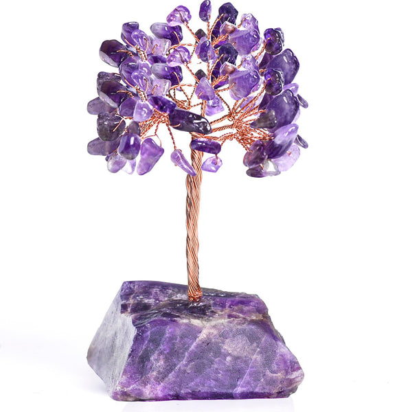 Amethyst Crystal Tree of Life,Money Tree Decorations,Crystals and Healing Stones,Reiki Positive Energy Gemstones,Purple Room Office Desk Feng Shui