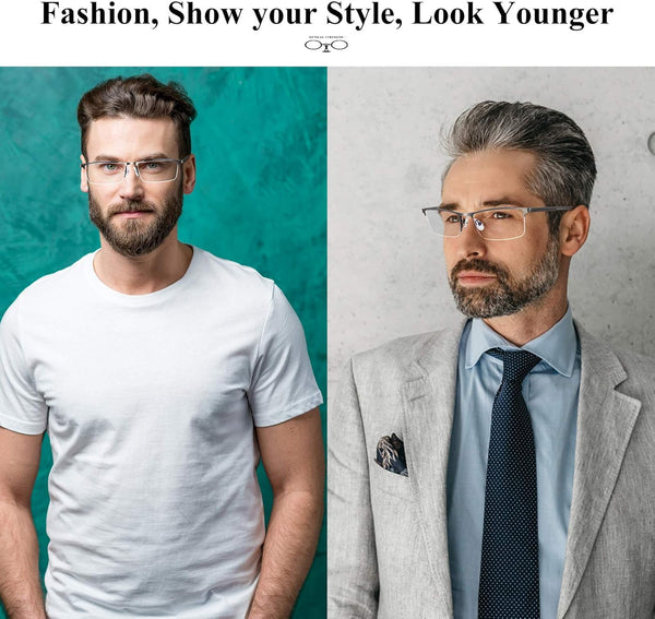 Reading Glasses for Men, 2.5 Blue Light Blocking Reading Glasses Metal Readers