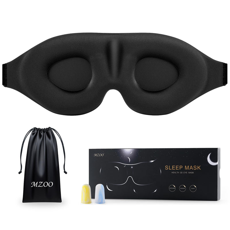 MZOO Luxury Sleep Eye Mask for Side Sleeper Men Women, Zero Eye Pressure 3D Sleeping Mask, Light Blocking Patented Design Night Blindfold, Soft