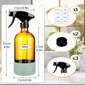 ZENOWICK 2 Pack/16 Oz Glass Spray Bottles, Refillable Empty Containers with Silicone Sleeve, Upgraded Adjustable Nozzle Spray Bottle Sets for