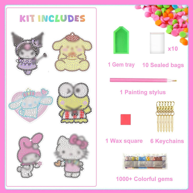 Crafts for Girls 8-12 - 6Pcs Make Your Own GEM Art Keychains - Arts and Crafts f
