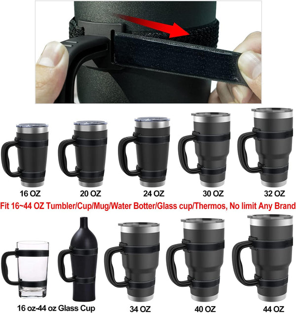 20 Oz 30 Oz 40 Oz Tumbler Handle Adjustable Fit for YETI, RTIC, Ozark Trail, Travel Mug Cup, SIC, Rambler, and All Brands Tumbler Cup Black