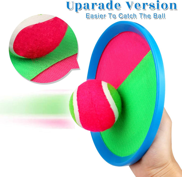 Toss and Catch Game Set, Outdoor Games with 4 Paddles 4 Balls and 1 Storage Bag, Great Outdoor Toys/Gifts for Kids, Classic Outdoor Games, Beach