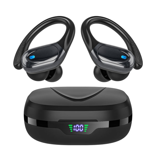Wireless Earbuds Bluetooth Headphones 80hrs Playback Ear Buds Power Display with Noise Canceling Mic Headsets for Sports/Workout/Running Black