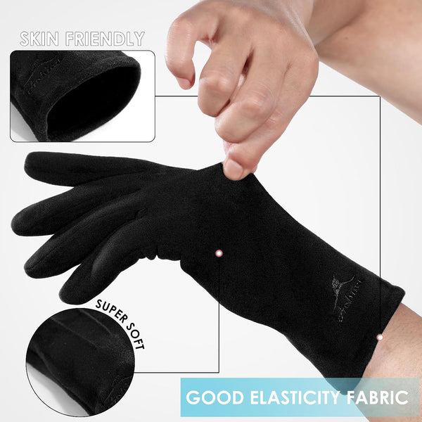 Achiou Winter Gloves Women, Touchscreen Lightweight Gloves, Warm Fleece | Cozy Soft Faux Suede For Cold Weather, Driving, Running, Walking Small Black
