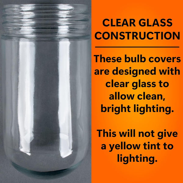 Light Bulb Cover, Sturdy Clear Glass Light Bulb Protector Cage for Dining Lighting, Outdoor Lights Globe Fixtures Cover, Hood Bulbs Clear Glass