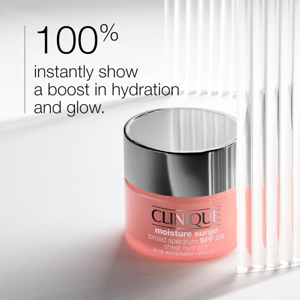 Clinique Moisture Surge Broad Spectrum SPF 28 Sheer Hydrator Face Moisturizer With Hyaluronic Acid, Aloe Bioferment + Provitamin D | Hydrating +