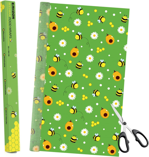 Beeswax Food Wraps 1 Meter Roll 13 x 39 Inch Reusable Beeswax Wraps Eco-Friendly Sustainable Food Storage Wraps for Sandwich, Cheese, Fruit,