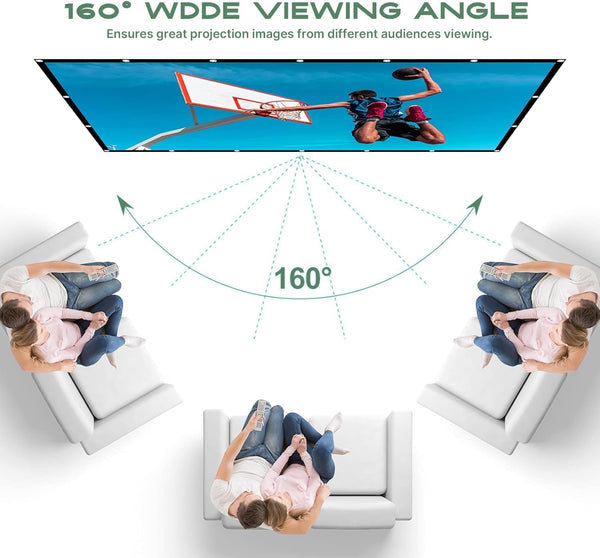 AAJK Outdoor Projector Screen 150 inch, Washable Projector Screen 16:9 Foldable Anti-Crease Portable Projector Movies Screen for Home Theater