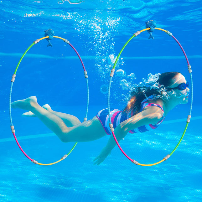 Fun Swimming Pool Toys for Kids - Diving Practice, Swim Thru Rings for Boys/Girl