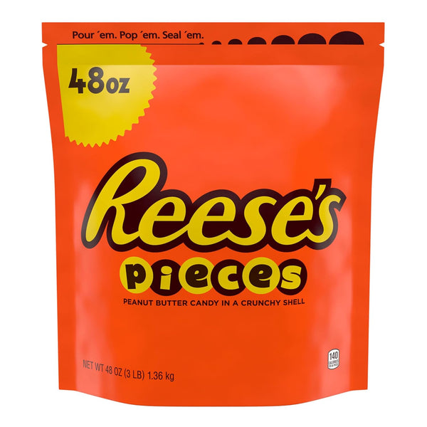 REESE'S PIECES Peanut Butter in a Crunchy Shell, Candy Bulk Bag, 48 oz Peanut Butter 48 Ounce (Pack of 1)
