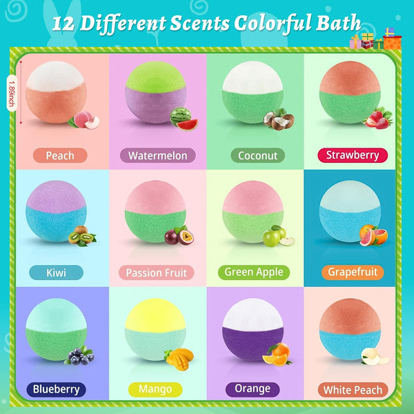 Bath Bombs for Kids with Surprise Inside, 24 Pack Kids Bath Bombs Gift Set, Natural Organic Kid Bubble Bath Fizzy for Girls Boys with Bath Toys Inside