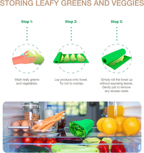 Eurow Microfiber Lettuce Wrap Towels, Ultra Absorbent Terry Weave Vegetable Drying Cloths, Reusable Kitchen Towels for Greens, Herbs, Produce,