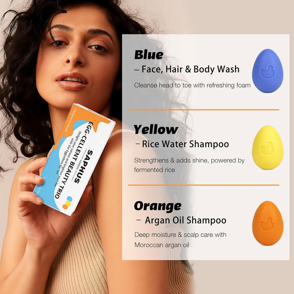 Egg Shampoo Bars Easter Gift Set, Travel Size Solid Shampoo Soap, 3Pc Sampler, Sulfate Free, Zero Waste