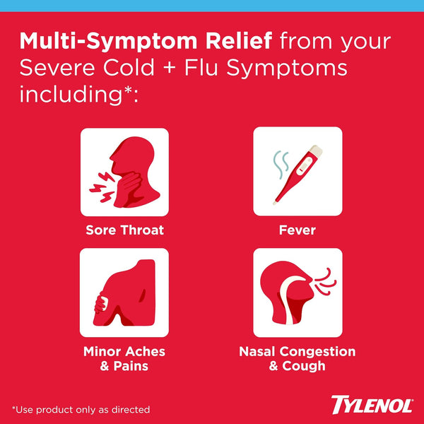 Tylenol Cold + Flu Severe Daytime + Nighttime Cold Medicine Caplets Combo Pack for Multi-Symptom, Cough, Sore Throat, Headache, Nasal Congestion
