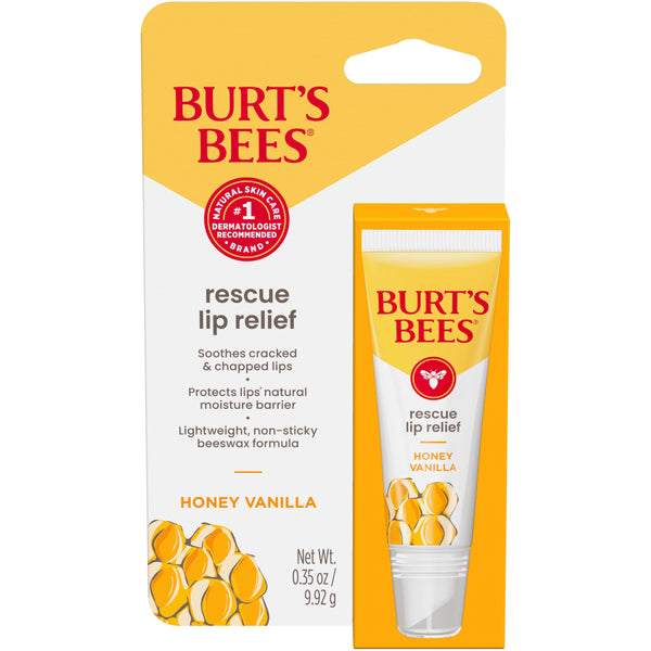 Burt'S Bees Rescue Lip Relief, Honey Vanilla, Hydrating Lip Balm for Dry Cracked Lips, with Responsbily Sourced Beeswax and Shea Butter, 100%