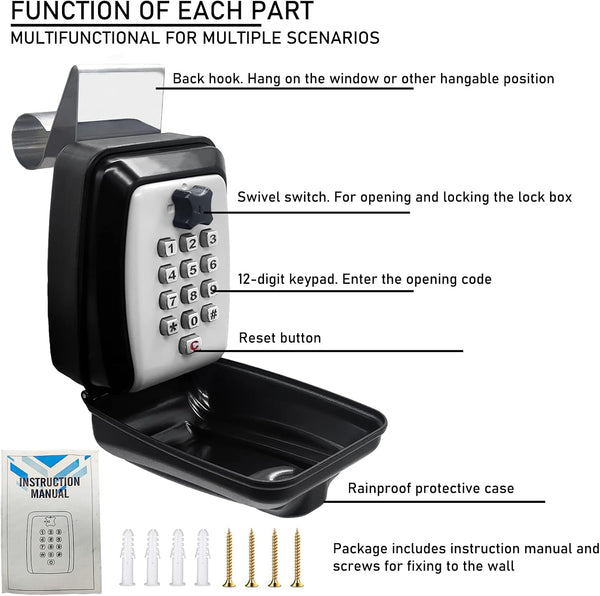 Upgrade SL-591 Car Key Lock Box, Car Window Lock Box for Turo, Car Window Punch Button LockBox, Vehicle Window Key Box, Vehicle Window Lock Box