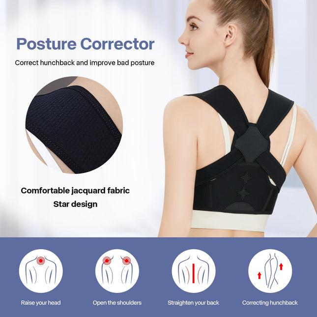 Back Brace Posture Corrector for Women and Men,Adjustable Shoulder Posture Brace,Upper Lower Pain Relief - Scoliosis,Hun