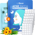 Litbear Acne Pimple Patches- Day and Night 4 Sizes 180 Dots Thin & Thick Hydrocolloid Patches with Witch Hazel, Tea Tree & Calendula Oil, Extra