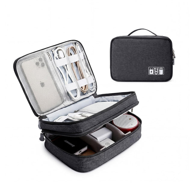 Mygreen Electronics Travel Organizer, Electronic Accessories Case with Handle, Portable Tech Travel Gifts for Men Double