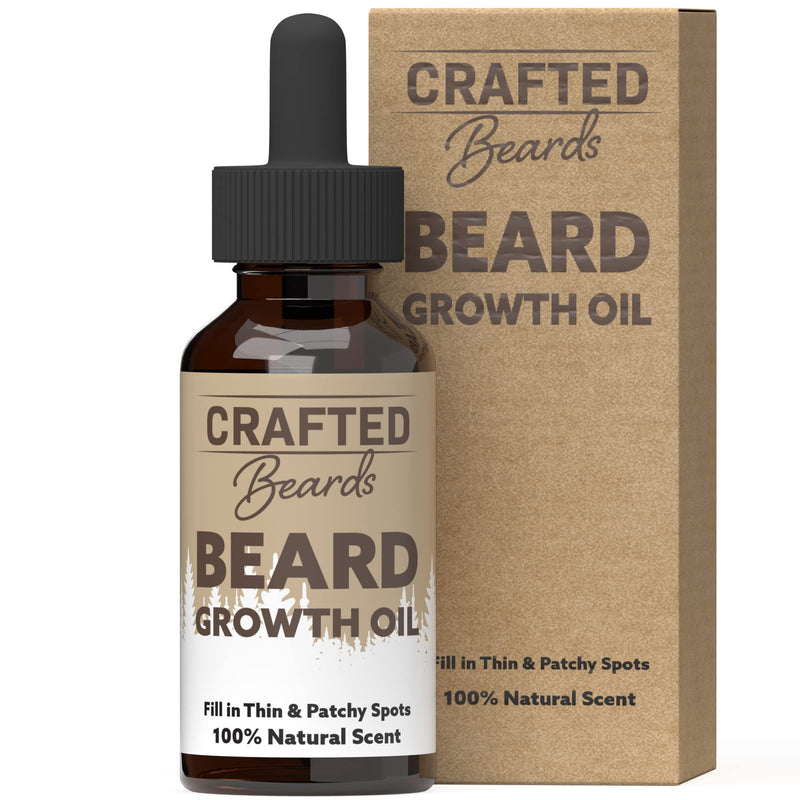 Crafted Beards Beard Growth Oil Serum - 1 fl Oz - Unscented - Helps Grow A Thicker Beard, Improves Beard Health, Fills in Thin and Patchy Spots -