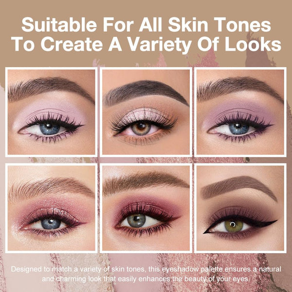 evpct 6 Colors Pink Eyeshadow Palette, Nude Pink Plum Mauve Champagne Rose Orchid Wine Red Glitter Shimmer Matte High Pigment Mini Travel Eye