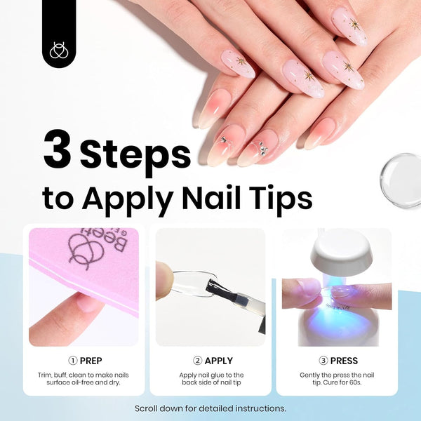 Beetles Gel Polish 9 in 1 Gel Nail Glue for Clear Acrylic Nail Tips | 2Pcs 15ml Long Lasting Nail Gel Kit for False Nails Tips, Base Blooming Nail