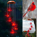 Solar Cardinal Wind Chimes Lights for Outside Garden Patio Decor | Red Bird Hanging Windchimes for Home/ Outdoors, Memorial Gifts Gifts for Mother