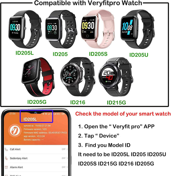 ViCRiOR Bands Compatible with ID205L Smart Watch, 19mm Quick Release Soft Silicone Fadeless Pattern Printed Floral Replacement Band for ID205L,