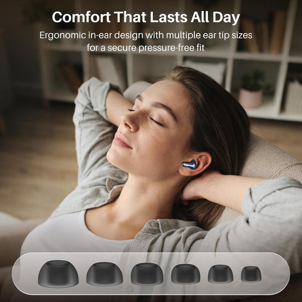 TOZO Hybrid Active Noise Cancelling Wireless Earbuds with 6 Mics AI Clear Call Ear Buds 55H Playtime with LED Display 32 Preset Eqs via APP