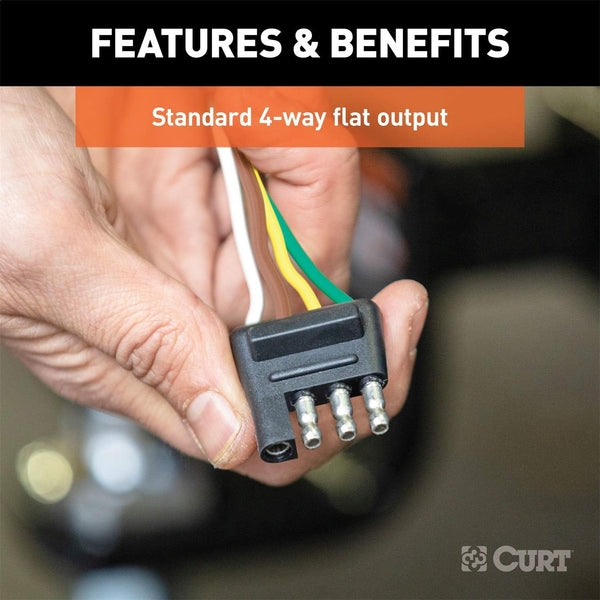 CURT 58030 Trailer-Side 4-Pin Flat Wiring Harness with 12-Inch Wires Pack of 1 Single