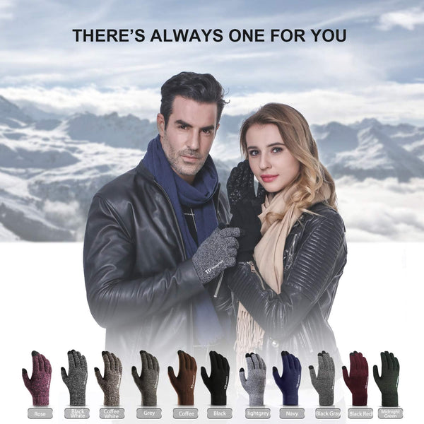 TRENDOUX Winter Gloves for Men Women - Upgraded Touch Screen Cold Weather Thermal Warm Knit Glove for Running Driving Hiking Large Black Gray
