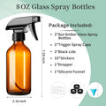 GIVAMEIHF 8oz Amber Glass Spray Bottles,3 Pack Glass Spray Bottles Refillable Empty Bottle with Adjustable Nozzle,Spray Bottle for Essential