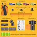 Slot-Car-Race-Track-Sets for Boys Kids, Battery or Electric Race Car Track with 4 High-Speed Slot Cars, Dual Racing Game 2 Hand Controllers
