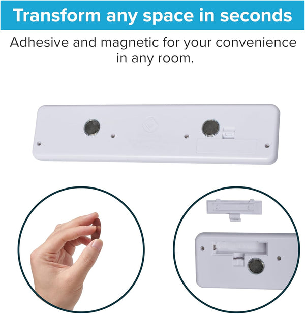 Brilliant Evolution 0.9" Ultra-Thin Wireless Under Cabinet Lights Battery-Operated LED Fixtures - 8.5" L Stick-On Push Lighting - 65 Lumens Warm