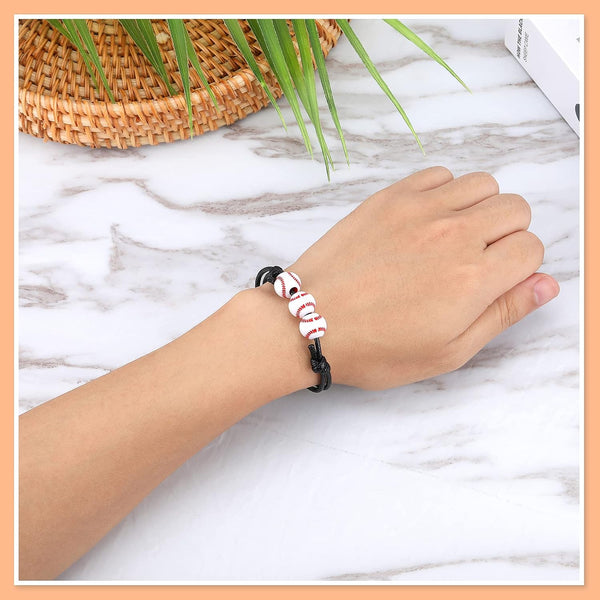 12Pcs Baseball Charm Bracelets - Baseball Party Favors & Gifts for Teen Women Men - Adjustable Wristbands - Sport Bracelet for Birthday Party,
