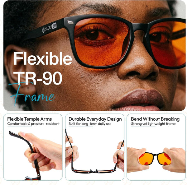 Sleep ZM Blue Light Blocking & Light Sensitivity Glasses with 14 Lens Types 1 Voyager Frame - Sleep Aid Orange Lens
